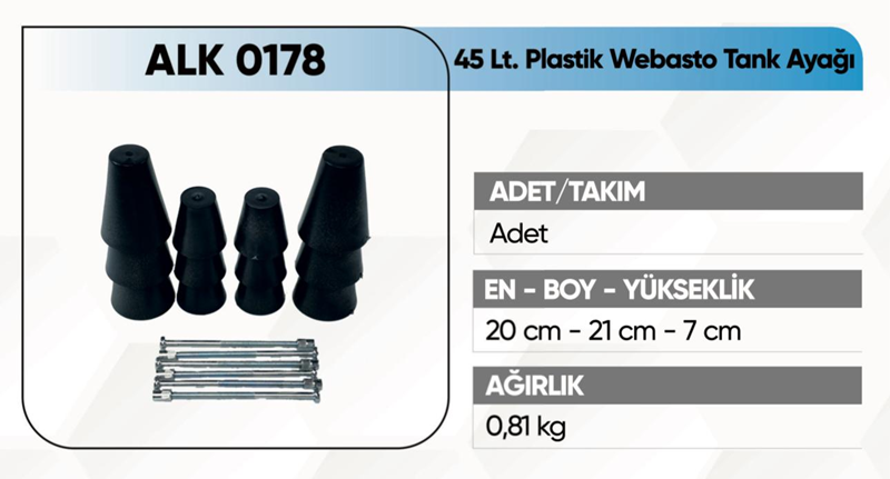 KFS 45 Lt Tankı Webasto Tank Bağlantı Ayağı Plastik 1 Alkotek 45 Lt Tankı Webasto Tank Bağlantı Ayağı Plastik