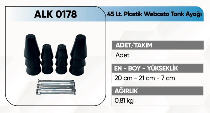 KFS 45 Lt Tankı Webasto Tank Bağlantı Ayağı Plastik 2 Alkotek 45 Lt Tankı Webasto Tank Bağlantı Ayağı Plastik görsel 2