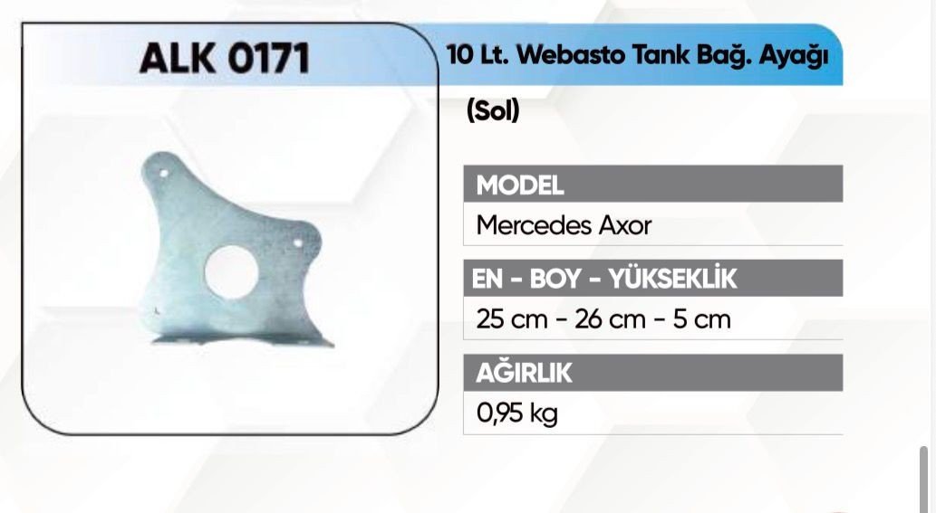 KFS Axor Webasto Tank Ayağı 10 Lt Sol 2 Alkotek Axor Webasto Tank Ayağı 10 Lt Sol görsel 2