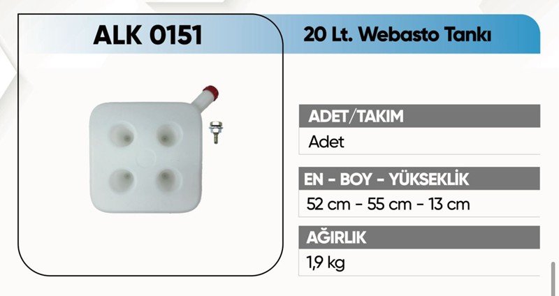 KFS Webasto Tankı 20 Lt (Rekorlu) 2 Alkotek Webasto Tankı 20 Lt (Rekorlu) görsel 2
