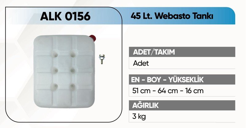 KFS Webasto Tankı 45 Lt (Rekorlu) Beyaz 2 Alkotek Webasto Tankı 45 Lt (Rekorlu) Beyaz görsel 2
