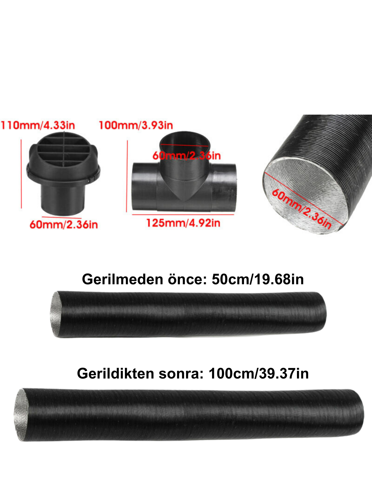 Coolman Craft Isıtıcı Sıcak Hava Hortumu 60 mm 2 Coolman Craft Isıtıcı Sıcak Hava Hortumu 60 mm görsel 2